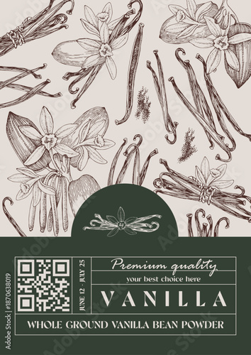 Vanilla vector label template in vintage style