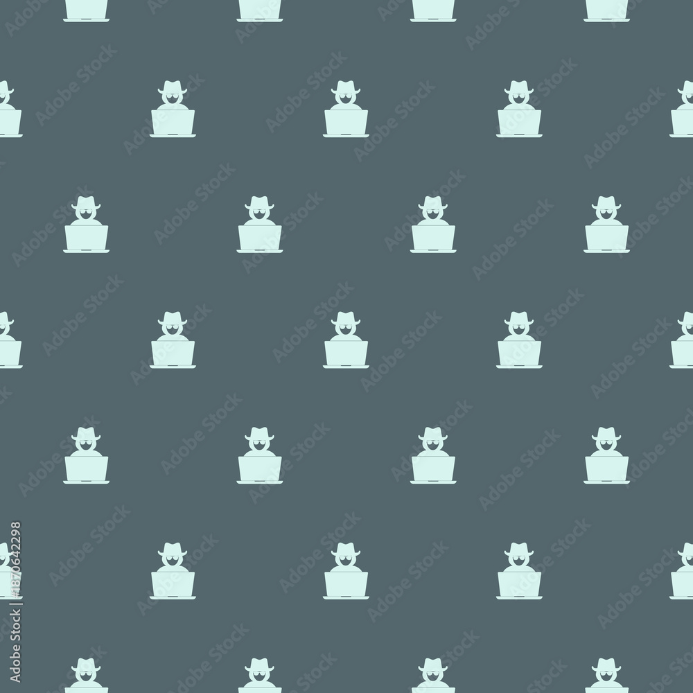 Fototapeta premium Computer hacker with laptop pattern seamless isolated on color background