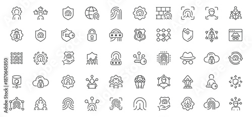Diverse Collection of Simple Line Art Icons and Symbols.