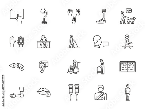 Line Icons Disabilities and Accessibility Symbols