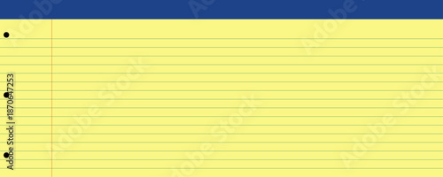 Yellow Horizontal Lined Legal Paper Background Page. Line Note Pad Memo Sheet. Vector Illustration
