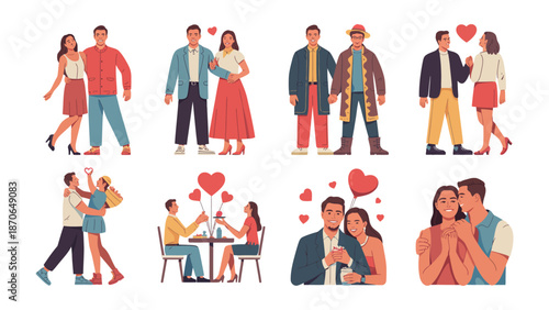 Eternal Bonds: A mosaic of love, capturing couples from diverse backgrounds in tender moments of companionship and togetherness. Reflecting the warmth of hearts intertwined in every embrace.