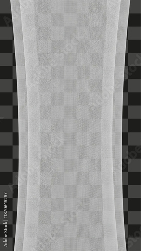 Elegant sheer white curtain panel with soft folds, ideal for adding a touch of privacy and diffused light to any interior space. 