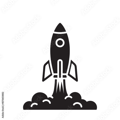 Iconic rocket launch silhouette symbolizing technology and space innovation.