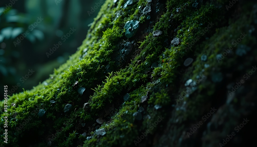 Fototapeta premium Mossy Tree Trunks in Foggy Forest
