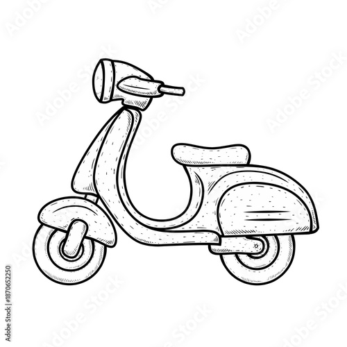 retro scooter vector sketch illustration