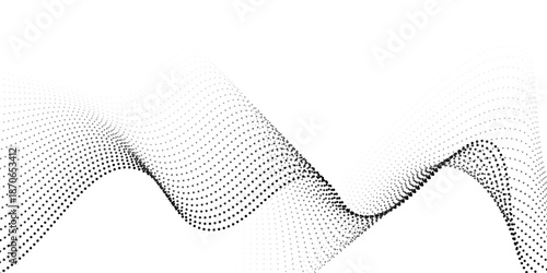 Flowing dots particles nice wave pattern halftone black gradient transparant liquid old modern simple art black