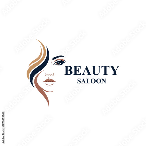 Clean Flat Minimal Abstract Girl Face Logo for Beauty Parlor, Spa Services, Cosmetic Products, Skincare Studio, and Professional Design Use