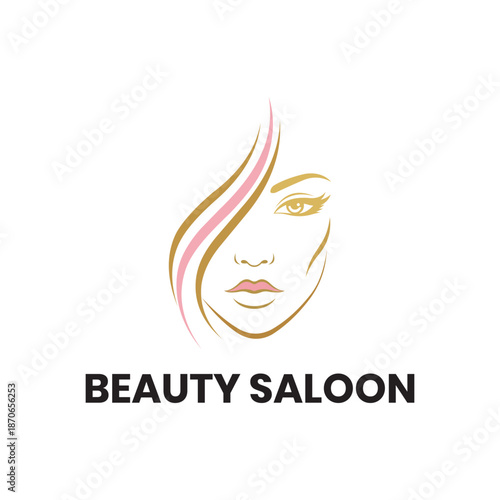 Stylish Flat Minimalist Beauty Salon Logo with Abstract Female Face for Cosmetic Company, Makeup Artist Branding, Skincare Studio, and Luxury Identity