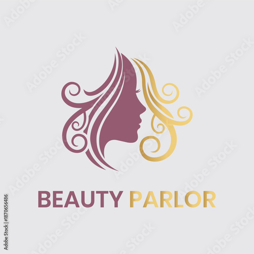 Flat Minimalist Beauty Parlor Logo Showcasing an Abstract Girl Face for Spa, Makeup Artist, Cosmetic Brand, Skincare Studio, and Luxury Branding