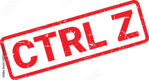 Red Distressed Rubber Stamp Impression with the Text CTRL Z on a White Background