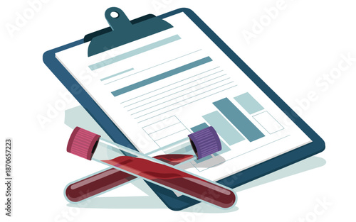 Medical Report with Blood Samples on Clipboard