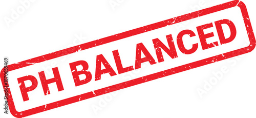 Red PH Balanced Rubber Stamp with Grunge Texture on White Background for Product Assurance