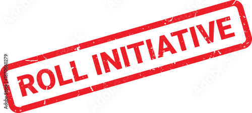 Red Roll Initiative Rubber Stamp with Grunge Texture Isolated on White Background