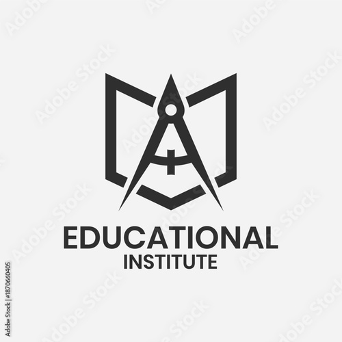 Modern Academic Institute Logo Design Featuring Abstract Compass, Flat Minimalist Style for Universities, Colleges, Research Centers, and Educational Institutions
