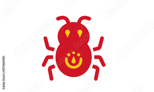 Red Malware Bug Icon Vector – Cyber Virus, Computer Threat and Hacking Symbol Illustration