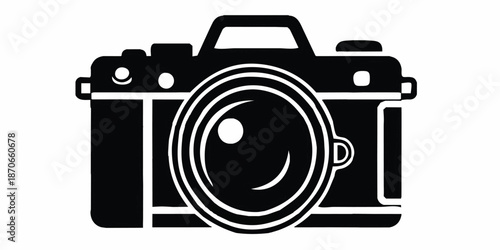 Vector flat style illustration of camera, Photo camera in flat style. Vector. design pattern collection set of professional DSLR photo camera body with zoom lens in various angles isolated white backg