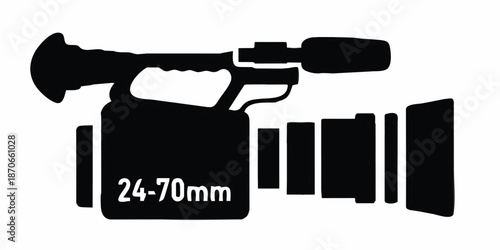 Vector flat style illustration of camera, Photo camera in flat style. Vector. design pattern collection set of professional DSLR photo camera body with zoom lens in various angles isolated white backg