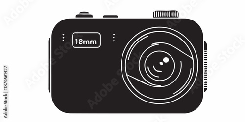 Vector flat style illustration of camera, Photo camera in flat style. Vector. design pattern collection set of professional DSLR photo camera body with zoom lens in various angles isolated white backg