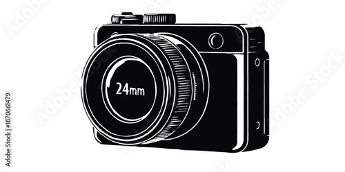 Vector flat style illustration of camera, Photo camera in flat style. Vector. design pattern collection set of professional DSLR photo camera body with zoom lens in various angles isolated white backg