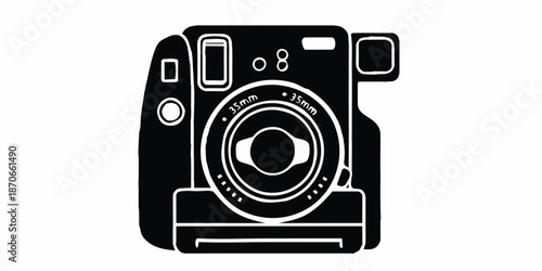 Vector flat style illustration of camera, Photo camera in flat style. Vector. design pattern collection set of professional DSLR photo camera body with zoom lens in various angles isolated white backg
