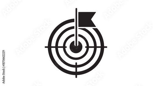 Bullseye Target Icon with Flag Emblem Representing Precision and Practice.
