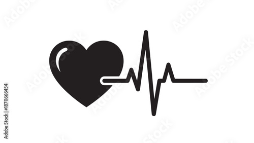 Icon of heart health with heartbeat line symbolizing cardiovascular wellness and monitoring for medical awareness.