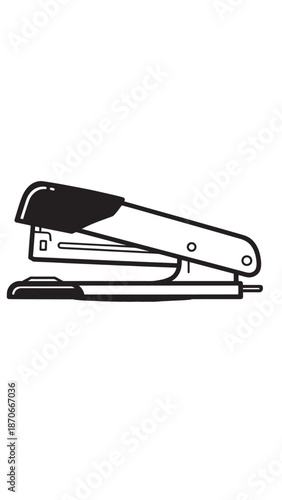 Minimal monochrome staple remover silhouette for office use and desk work.