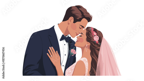 Embracing Forever: A tender moment captured as a couple share an intimate embrace, their eyes locked in a gaze of love and commitment, on their wedding day.