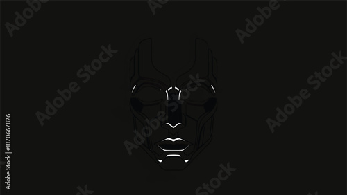 Dark abstract art piece with reflective surfaces and sharp lines.