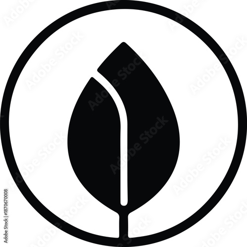 Illustration simple modern leaf plant in circular frame nature concept silhouette vector