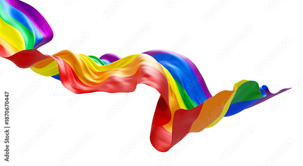 Fototapeta premium Rainbow flag on transparent background Pride month banner 3D render