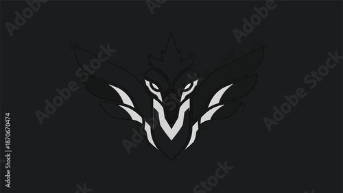 Intriguing wolf-like emblem design with sharp, stylized features and bold contrast.