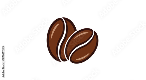 Coffee Beans Vector Icon for Cafe Branding, Roastery Cappuchino Logo, and Product Packaging