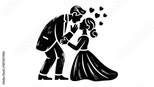 Eternal Bond: A stylized illustration captures a moment of pure devotion, showcasing a couple locked in an embrace as hearts emanate above them, symbolizing enduring love and commitment.