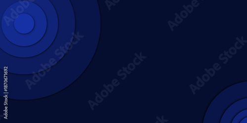 Deep blue layered circular shapes placed in top-left and bottom-right corners. Clean center for headlines or product visuals. For ad banners, email headers or promo visuals.