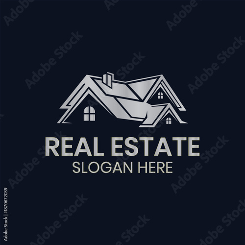 Editable Vector Real Estate Logo Incorporating Residential Homes, Commercial Properties, and Urban Architecture in a Clean Minimalist Flat Design Style