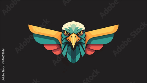 Majestic eagle illustration with vibrant colors and intricate details, striking pose.