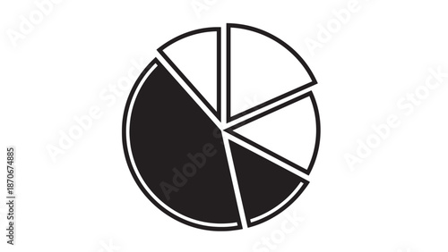 Graphic week pie chart with circular segments representing data proportions and analytics in a clean vector diagram.