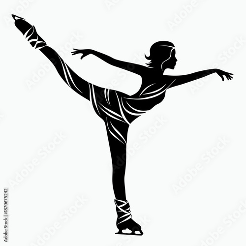 Figure skater dancing gracefully on ice in elegant pose  