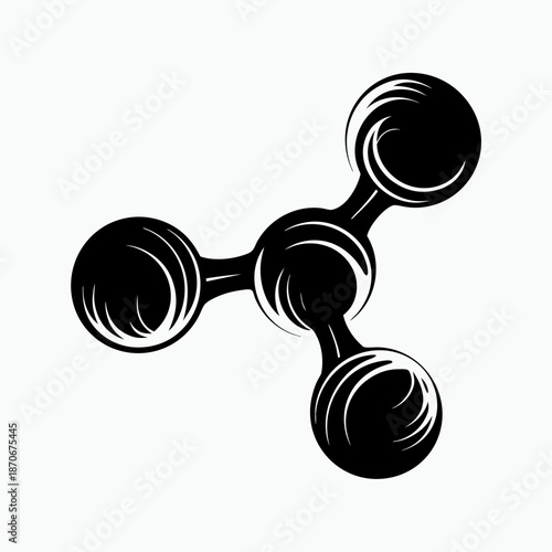 Molecular structure illustration in black and white design  