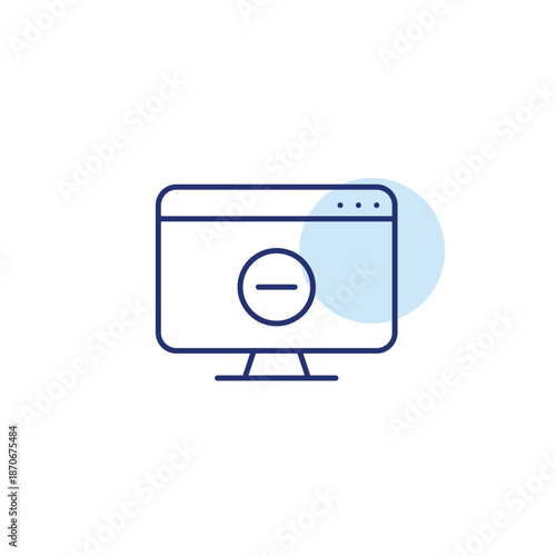 Minus on computer. Remove user or profile picture. Restrict access. Pixel perfect, editable stroke vector icon