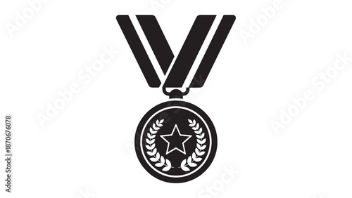 Decorative award medal with ribbon and laurel emblem.