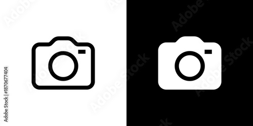 Camera icon concept with flat Black White Background. Vector illustration.