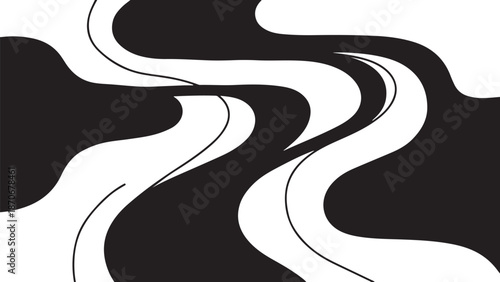 Black and white abstract wavy line design
