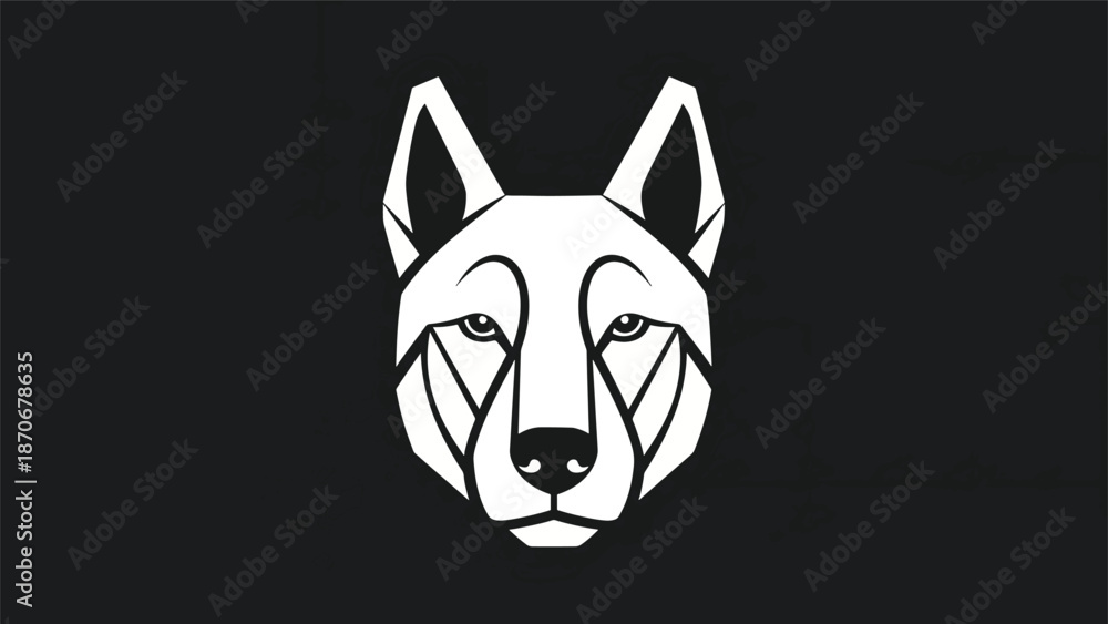 Fototapeta premium Geometric wolf head illustration, perfect for logos, designs, and creative projects, minimalist style.