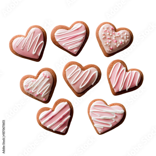 heart shaped cookies isolated on transparent background 
