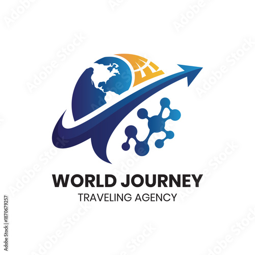 Professional Travelling Agency Abstract Globe and Arrow, and Travel Adventure Elements, Editable Vector File for Tourism, Trip Planning, Journey, and Transport Branding Projects