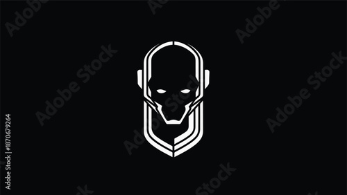 Minimalist Ant-Man Helmet Design on Black Background - A Striking Graphic.