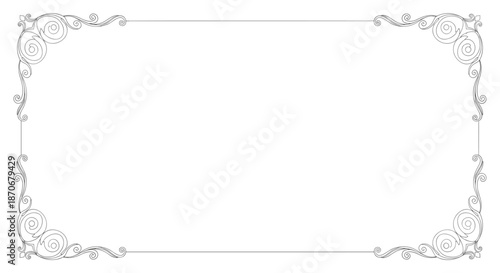 Elegant rectangular frame with ornate vintage corner flourishes in a subtle gray stippled texture perfect for certificates.